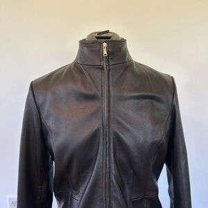 Cole Haan Women's Wing Collar Leather Jacket
